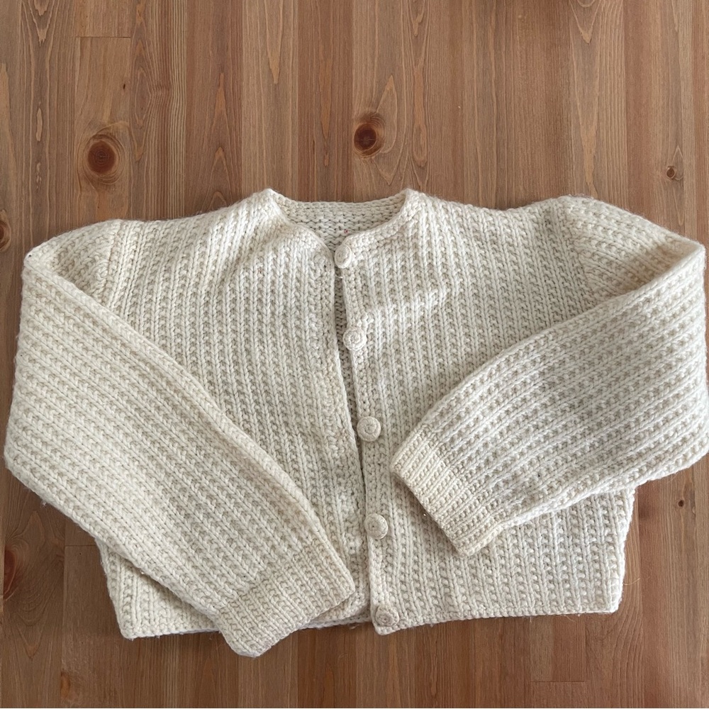 Hand knit wool cardigan sweater